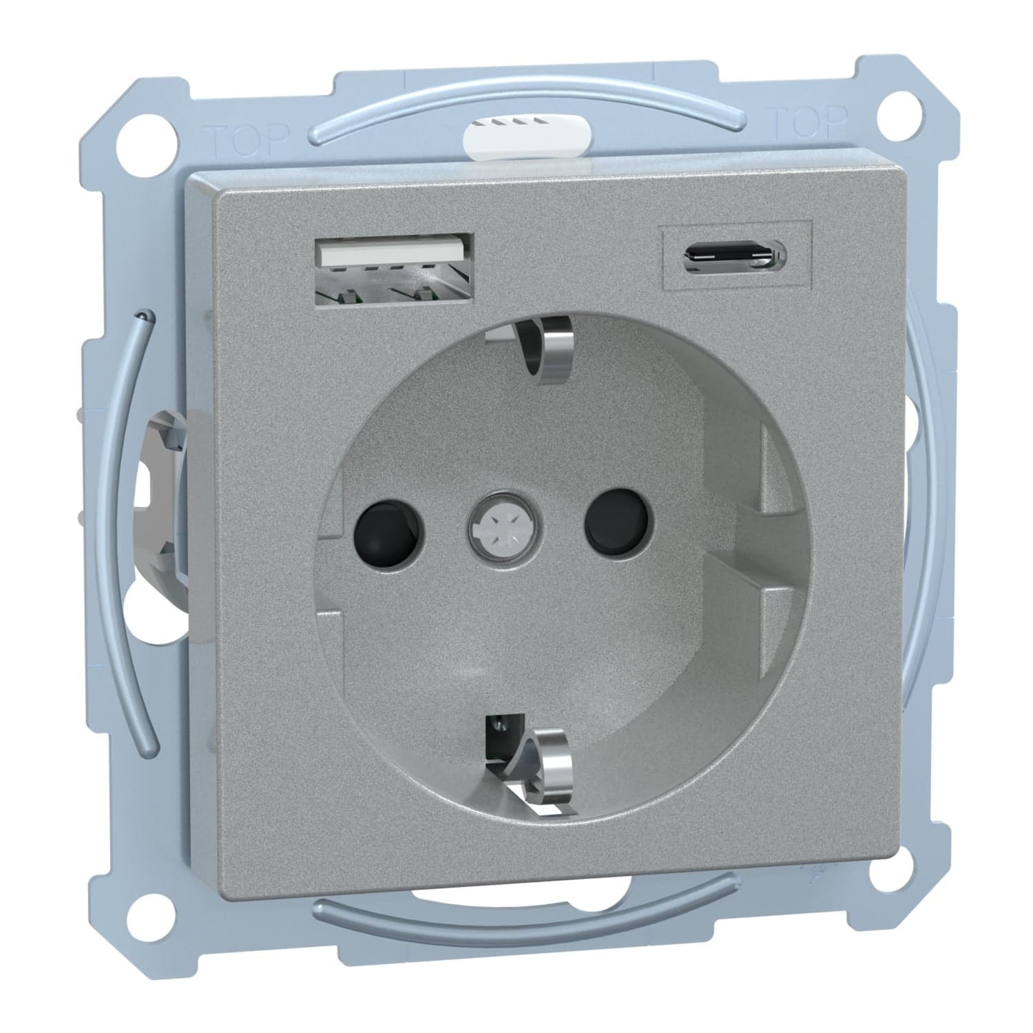 Schutzkontakt Steckdose mit USB Ladegerät, Typ MEG2367-0460, Unterputz, 16 Ampere, 250 Volt