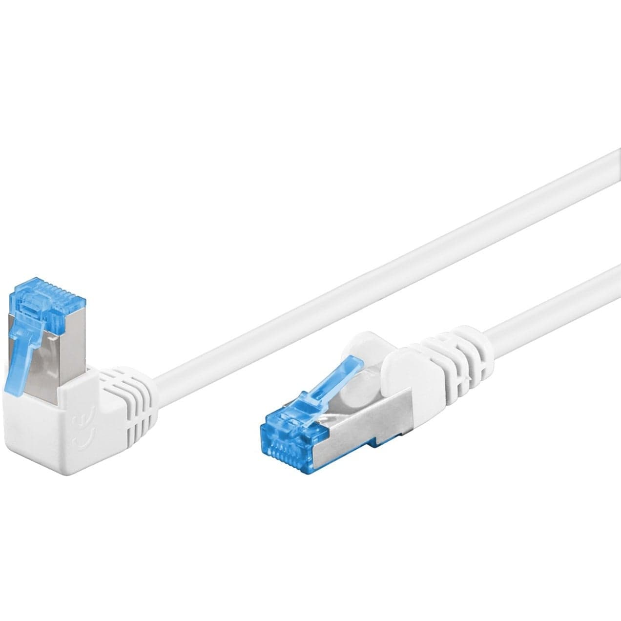 Patchkabel Cat.6a S/FTP (PiMF), 1x 90° gewinkelt