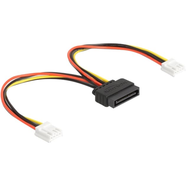 Strom-Adapterkabel SATA 15 Pin Stecker > 2x Floppy 4 Pin Buchse