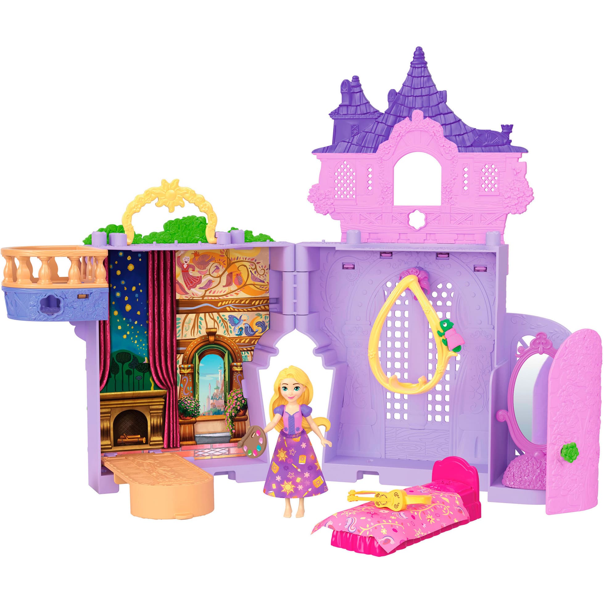 Disney Prinzessin Rapunzel kleines Puppenhaus Schloss mit Puppe und Zubehör
