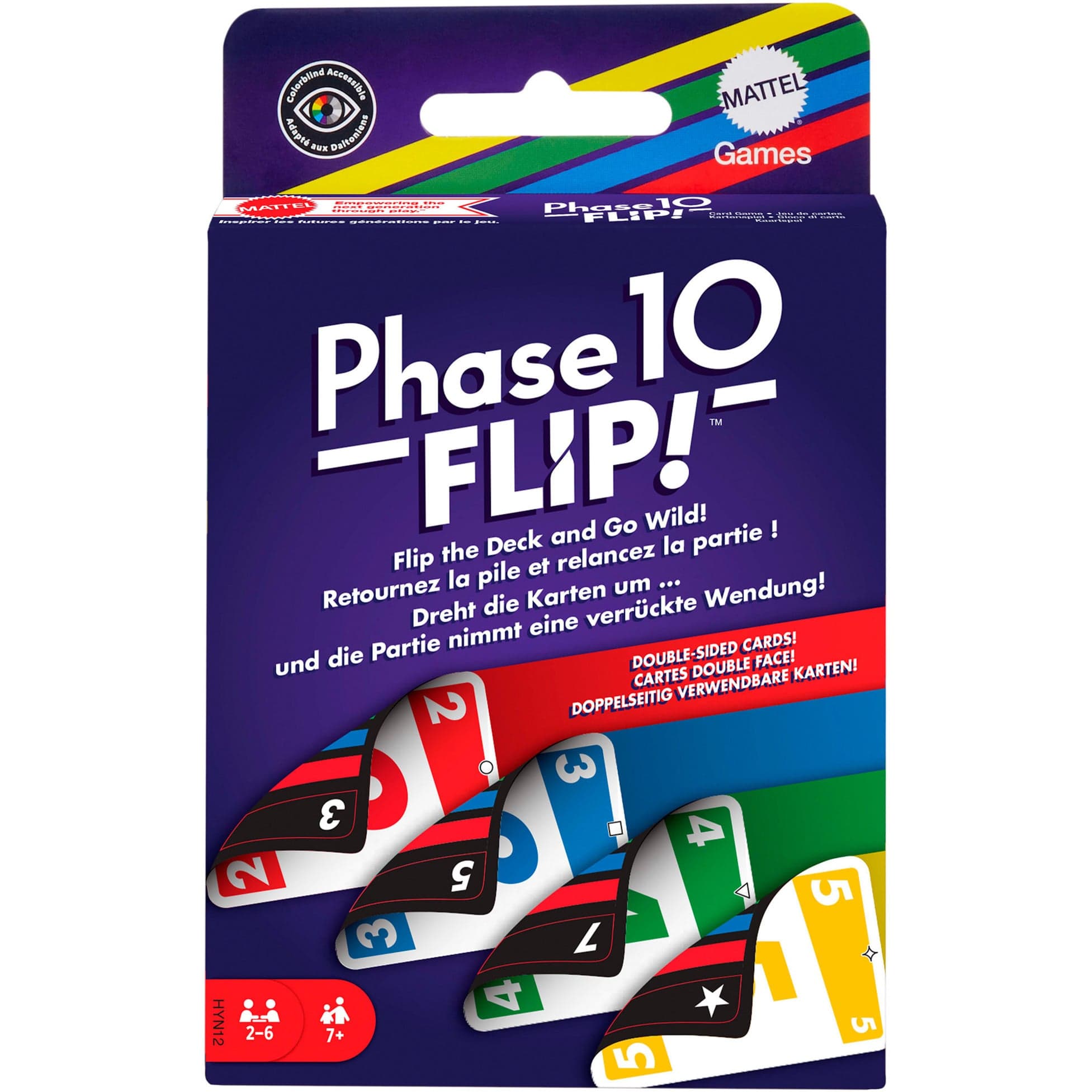 Phase zehn Flip Kartenspiel mit beidseitig bedruckten Karten und speziellen Flip-Karten