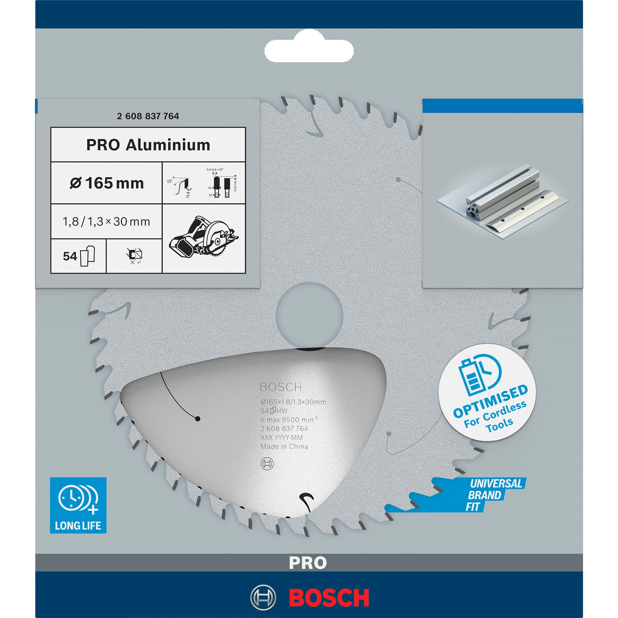 PRO Aluminium cordless Kreissägeblatt, Ø 165mm, 54Z