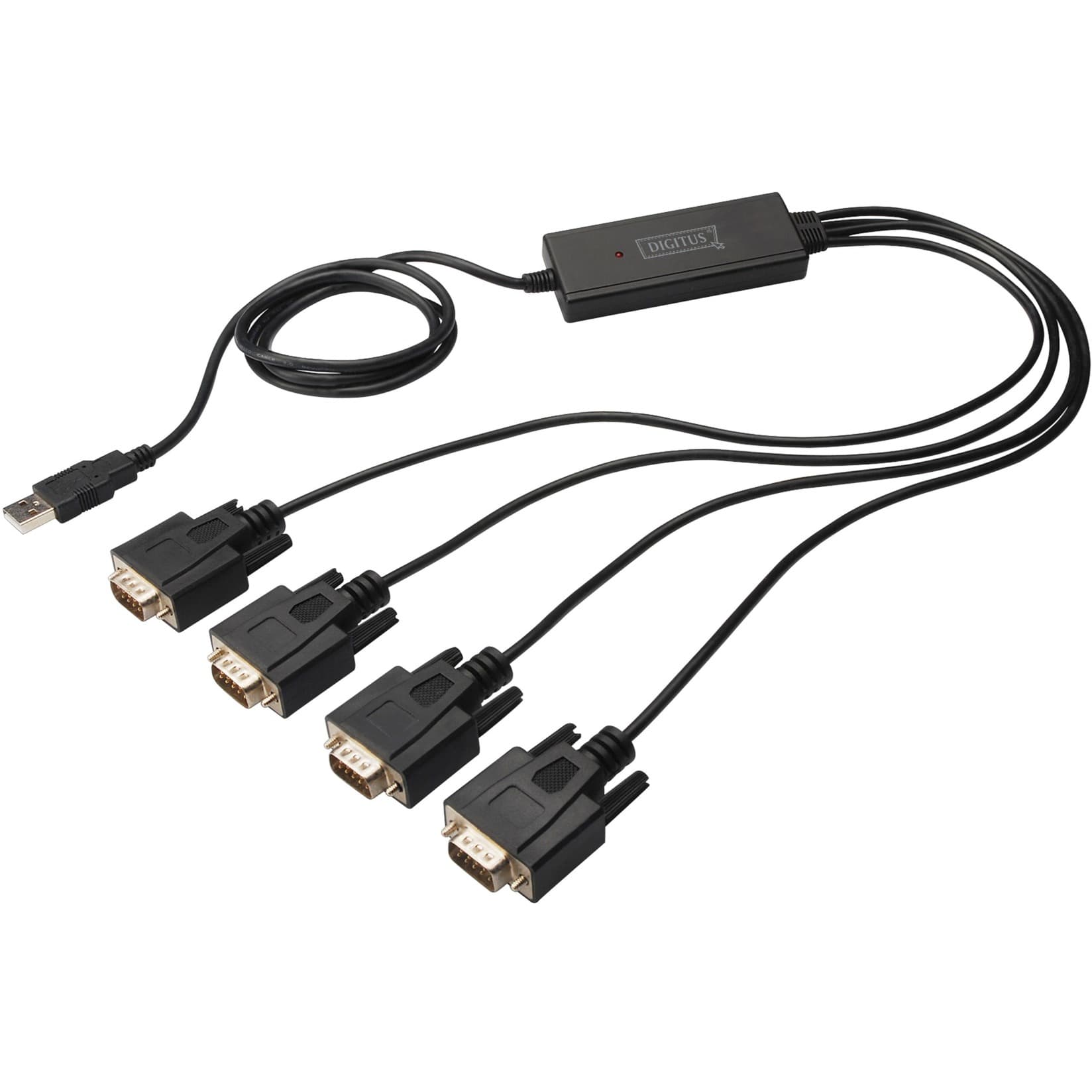 USB 2.0 Adapterkabel, USB-A Stecker > 4x Seriell RS232 Stecker