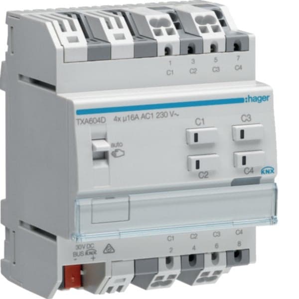 Schalt- und Jalousieausgang KNX 4-fach 16 Ampere C-Last, Aktor