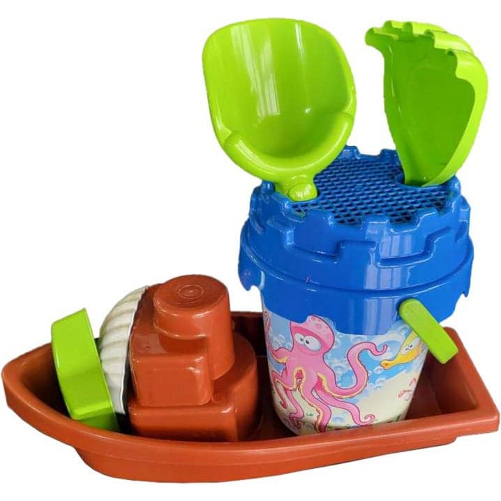 Eimergarnitur mit Boot, 7-teilig, Sandspielzeug