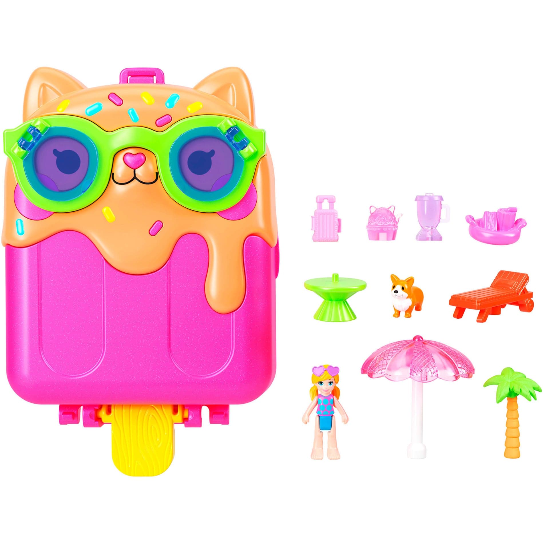 Polly Pocket Eiskätzchen-Schatulle Spielset mit Minipuppe und Zubehör
