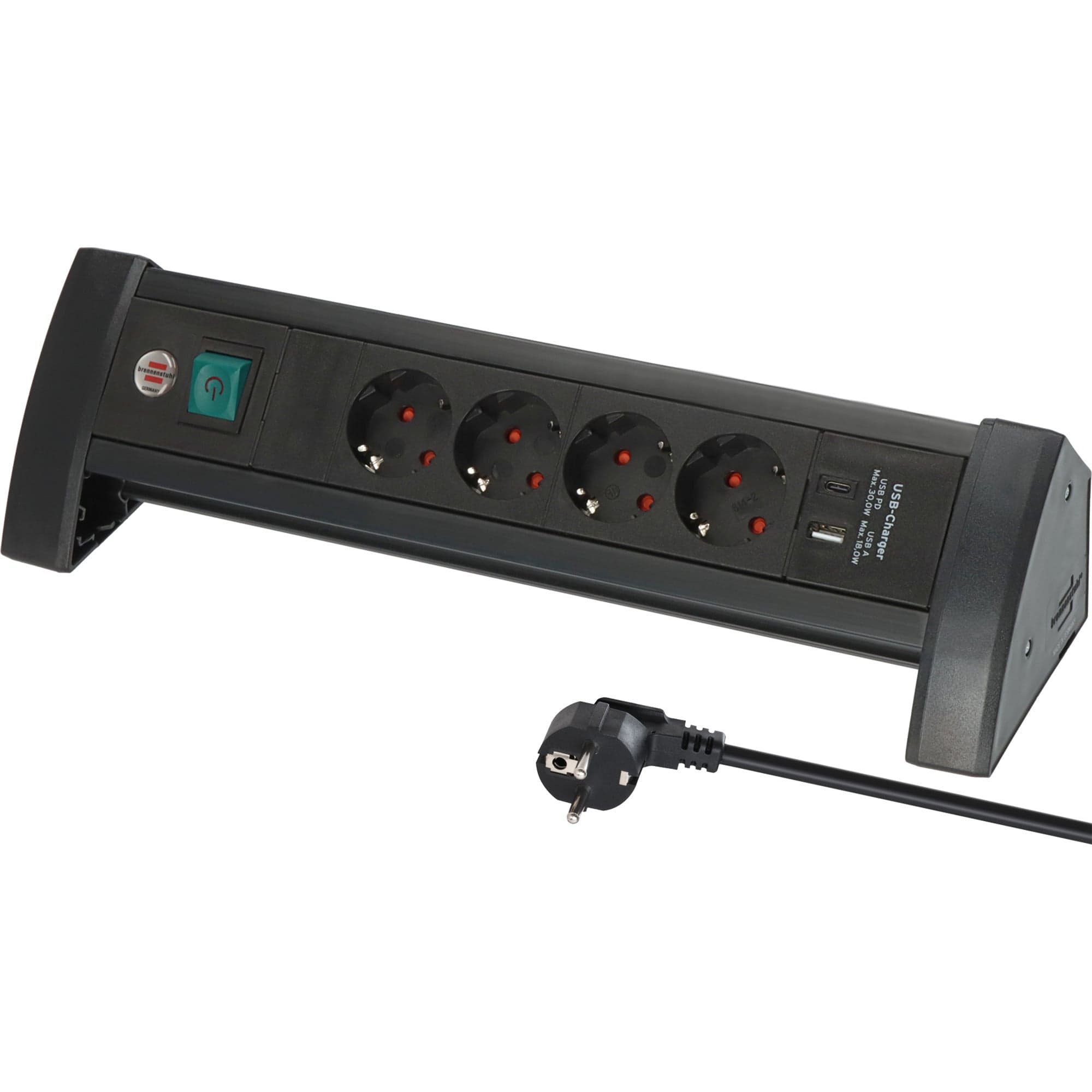 Premium-Office-Line Steckdosenleiste 4-fach, 2x USB, für den Schreibtisch