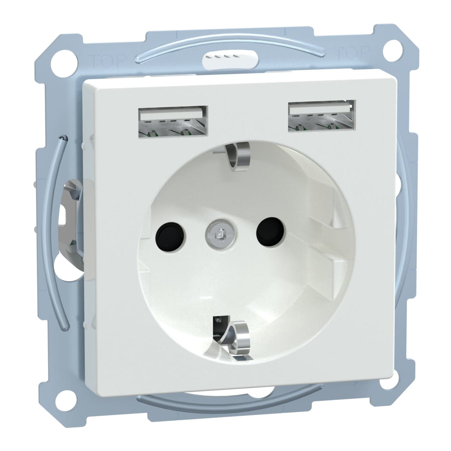 Schutzkontakt-Steckdose mit USB-Ladegerät, 16 Ampere, 250 Volt, Unterputz, System M