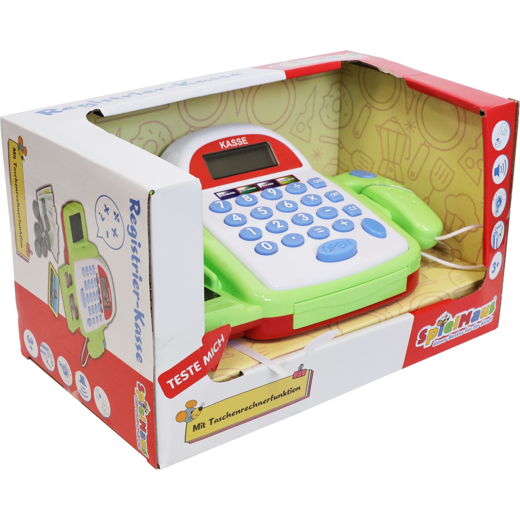SpielMaus Küche Registrierkasse mit Funktion und Zubehör, Kaufladen