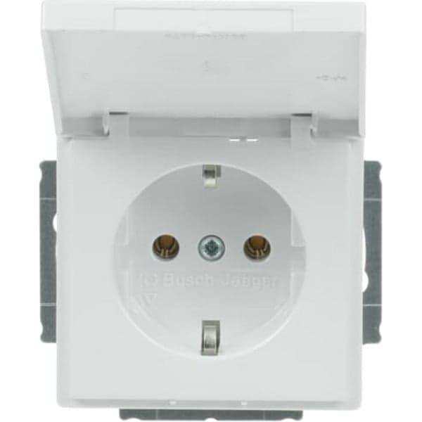 Steckdosen-Einsatz mit Klappdeckel, Schutzkontaktsteckdose CEE 7/3, 16 Ampere, 250 Volt