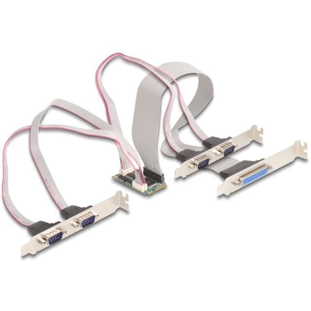 Mini PCIe I/O PCIe full size 4 x Seriell RS-232, 1 x Parallel