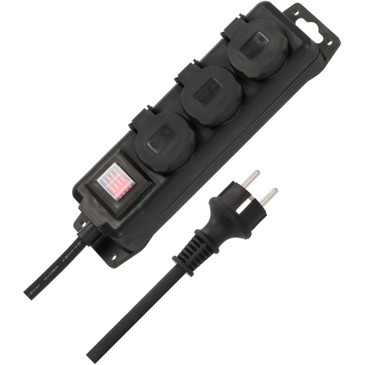 Outdoor-Steckdosenleiste IP44, 3-fach mit Schalter