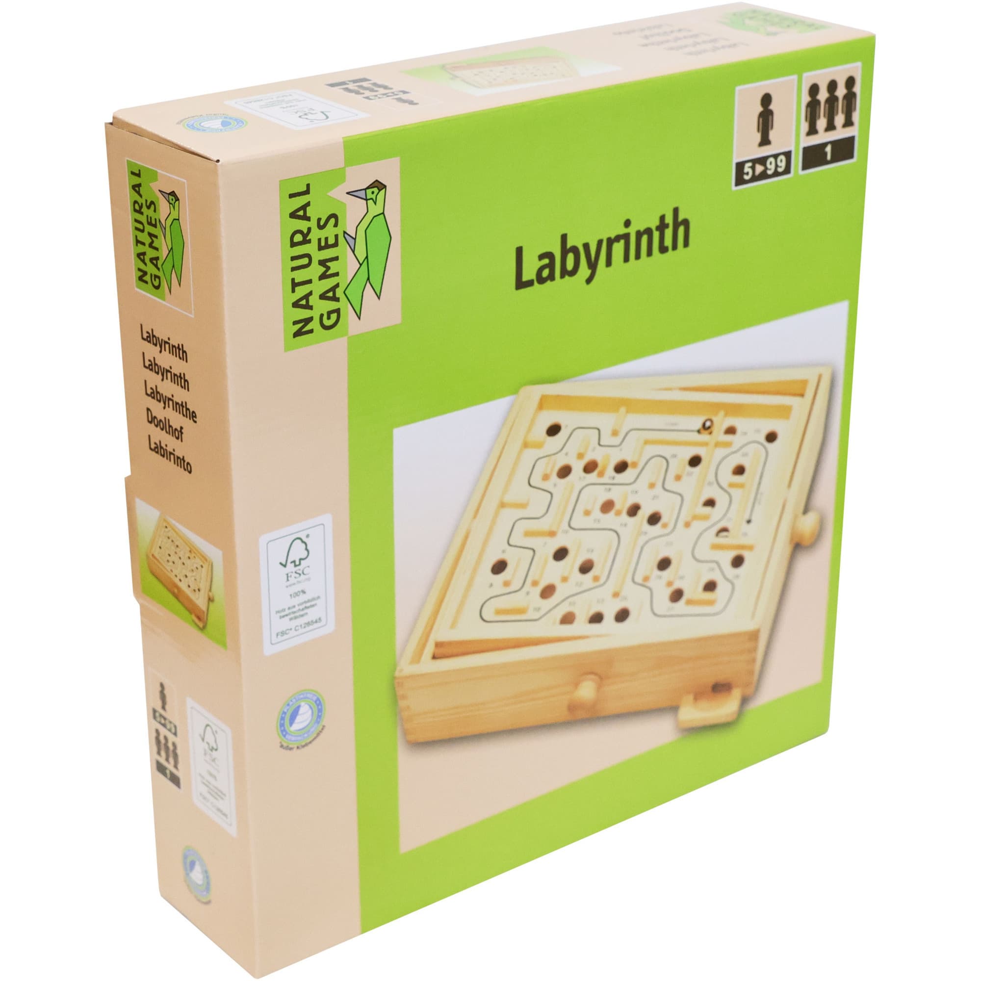 Holz Labyrinth 30 x 25,5 cm, Geschicklichkeitsspiel