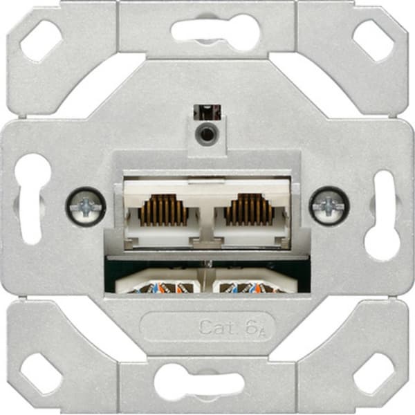 Netzwerk Anschlussdose Kategorie 6A, 2-fach, Schneidklemmtechnik, RJ45 Buchsen, Steckdose