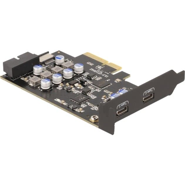 PCIe x4 zu 2x USB C + 1 x intern USB 10 Gbps Typ-E Key A + 19 Pin, Schnittstellenkarte