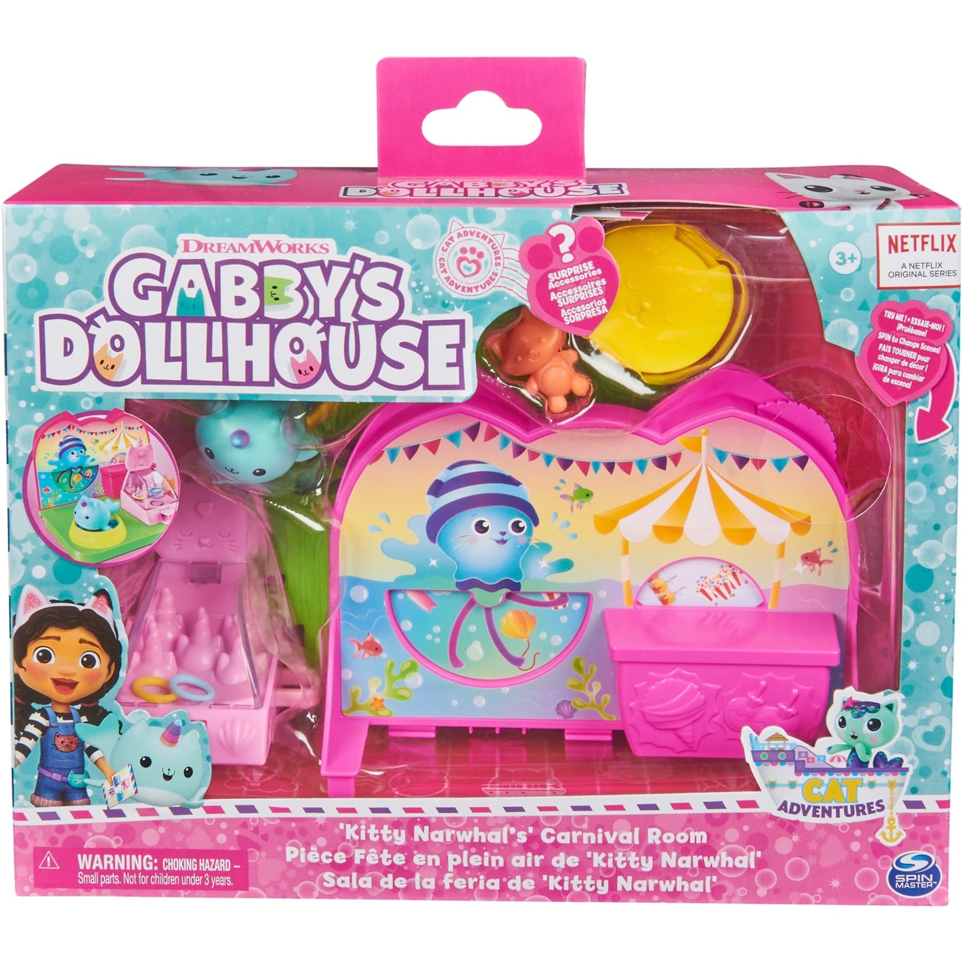 Gabby''s Dollhouse Deluxe Room Spielset - Fest-Raum mit Kätzchen Narwal , Spielfigur