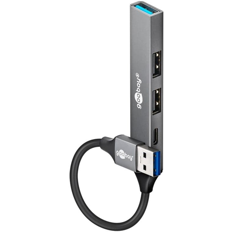 Slim 4-Port USB-Hub, USB-A auf USB-C/USB-A, USB 3.2 Gen 1