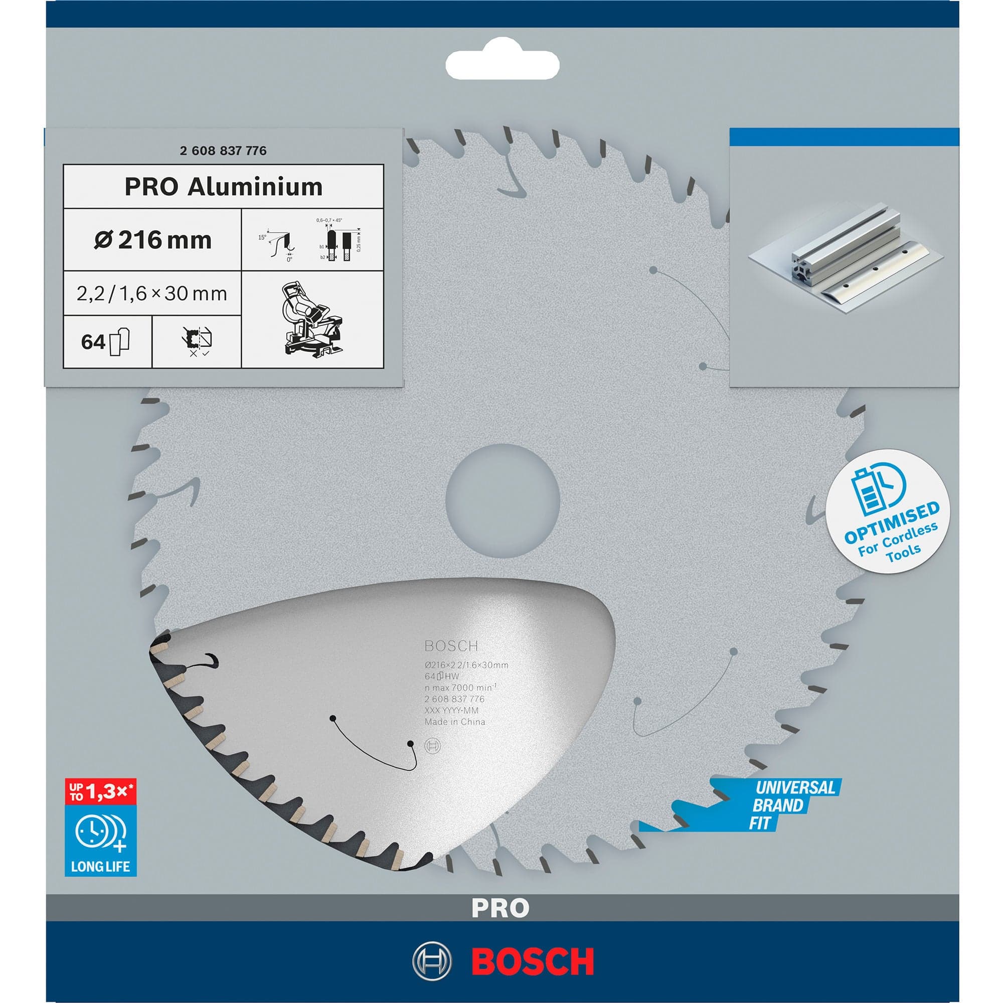 PRO Aluminium cordless Kreissägeblatt, Ø 216mm, 64Z