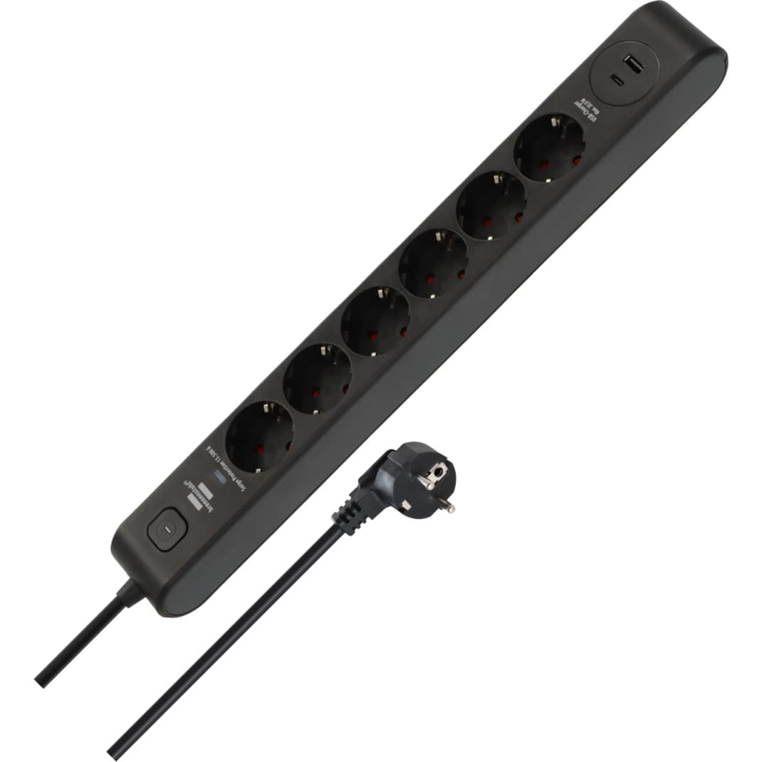 Steckdosenleiste 6-fach mit 1x USB-C, 1x USB-A