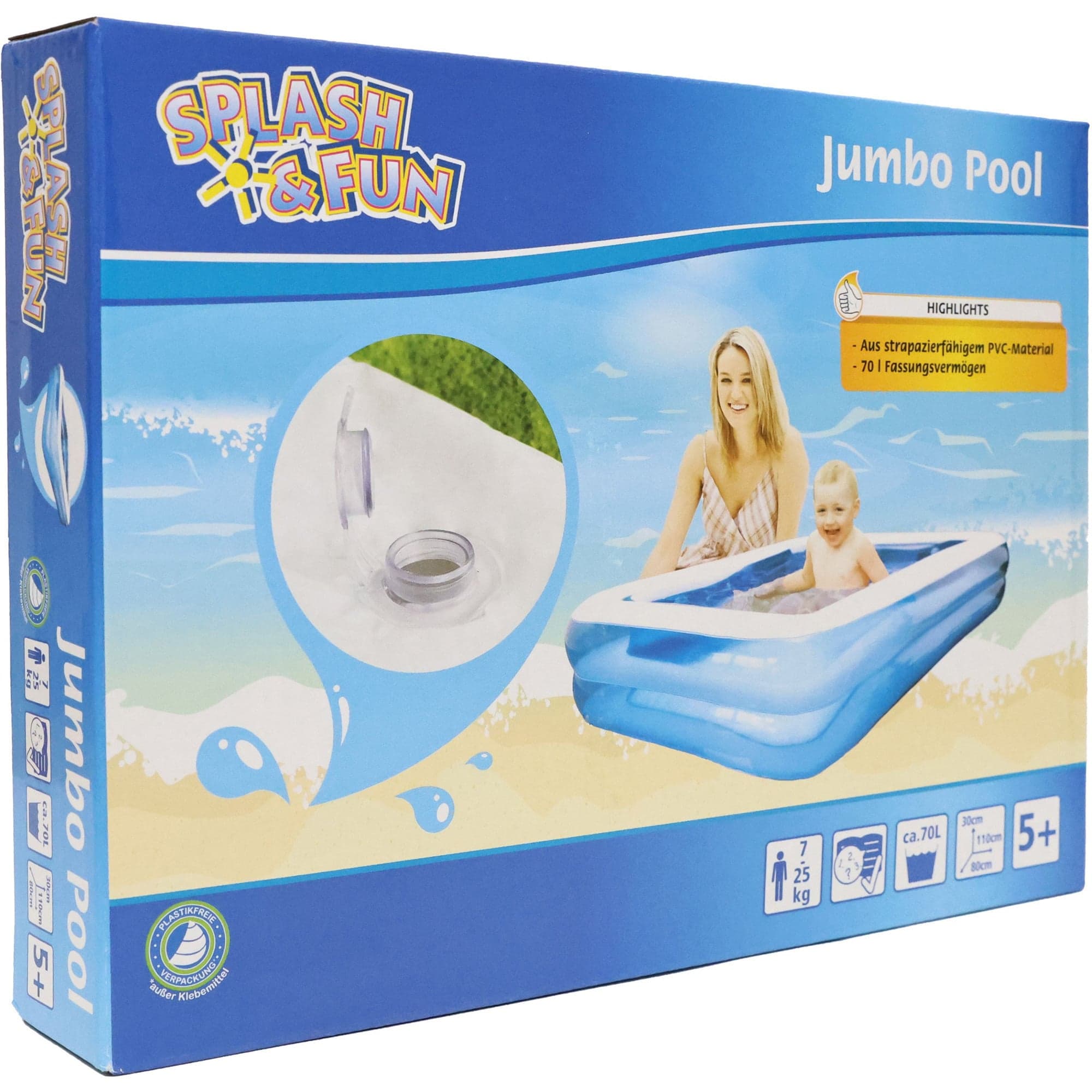Splash and Fun Jumbo Pool 110 x 80 x 30 Zentimeter, Schwimmbad