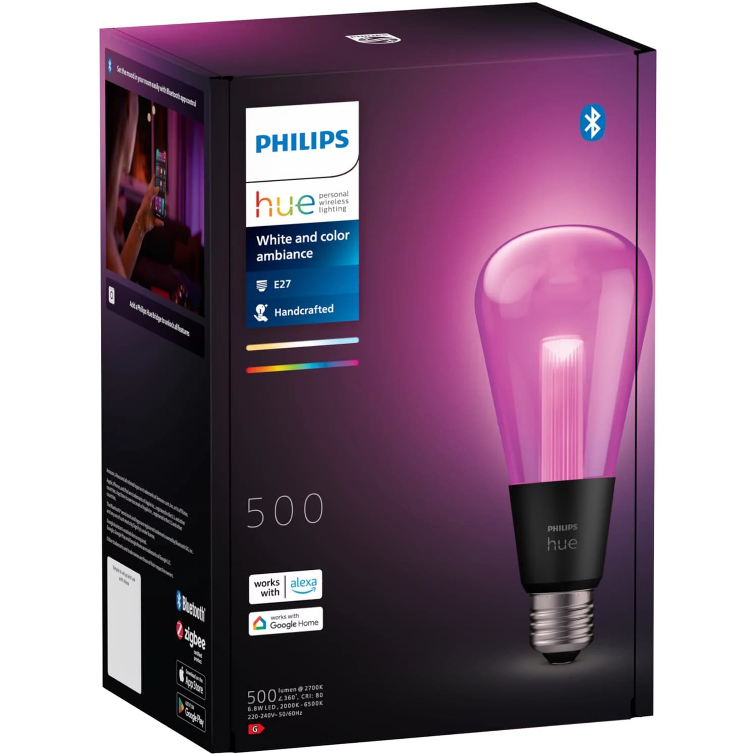 White & Color Ambiance ST72 Smarte Lampe E27, LED-Lampe