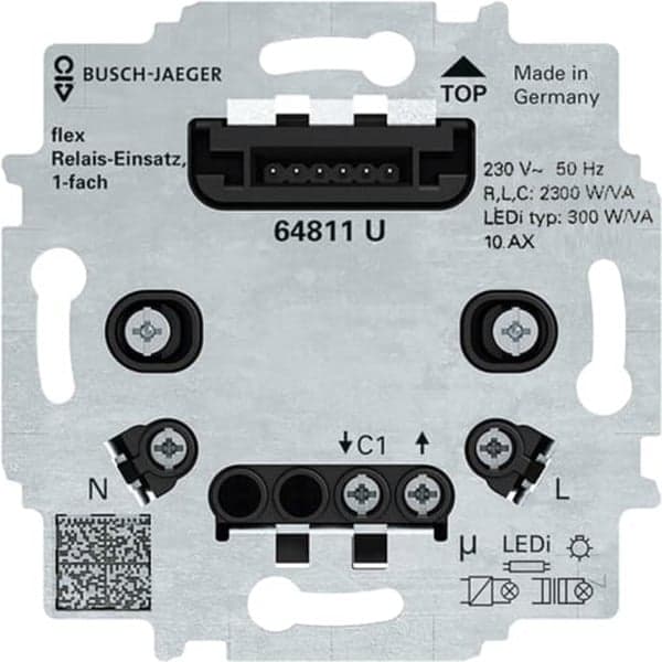 Relais-Einsatz flex Typ 64811 U, 3-Leiter-Anschlusstechnik, Unterputzmontage