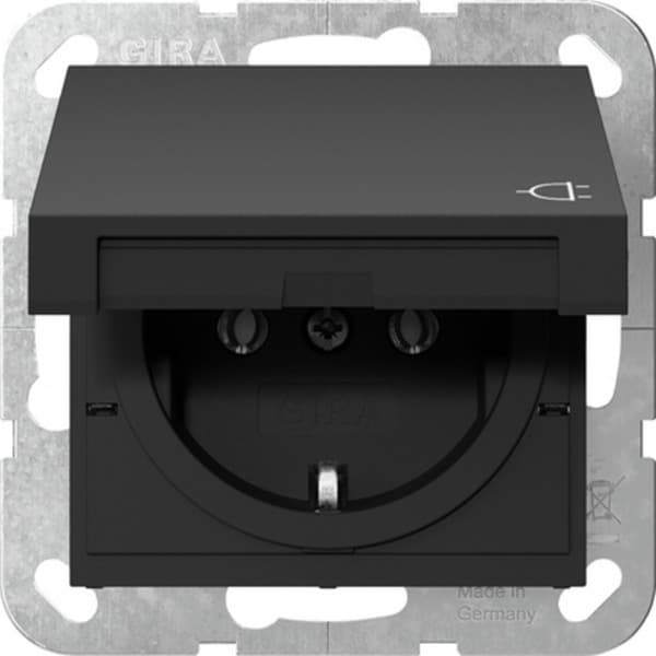 Schutzkontaktsteckdose Typ F 16 Ampere 250 Volt mit Klappdeckel, System 55