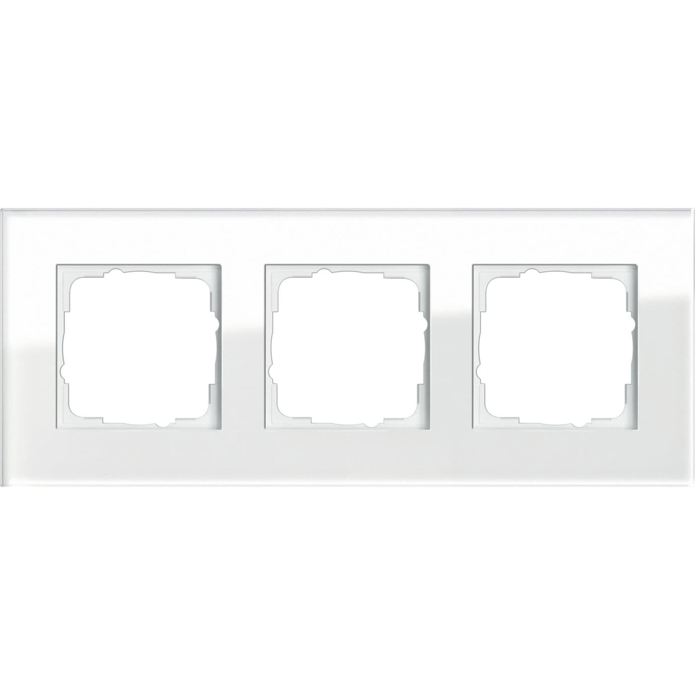 Abdeckrahmen dreifach aus Glas, glänzende Oberfläche, Unterputzmontage, Klemmbefestigung