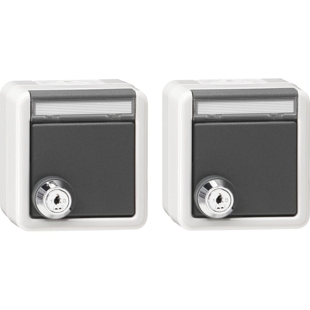 Set 2 Schutzkontakt Steckdosen mit Klappdeckel und Schloss