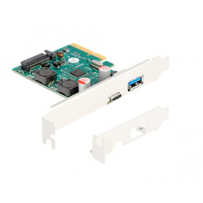 PCI Express x4 Karte zu 1 x extern USB 10 Gbps Type-C Buchse + 1 x extern USB 10 Gbps Typ-A Buchse, USB-Controller