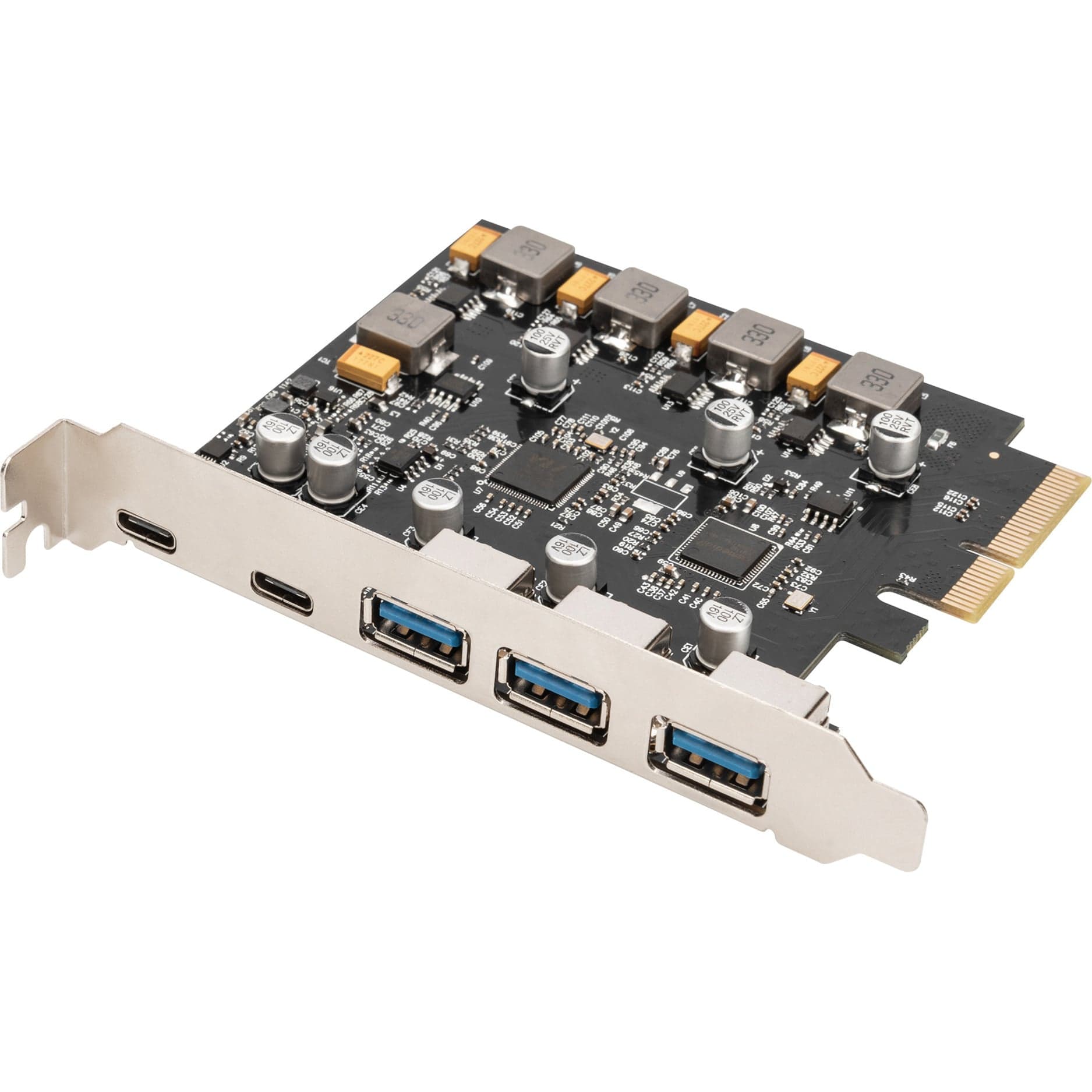 PCIe Karte 2x USB-C + 3x USB A, Schnittstellenkarte