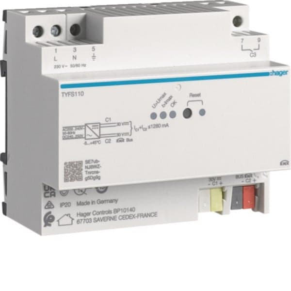 Spannungsversorgung KNX mit zwei Ausgängen und einer Drossel, Stromversorgung