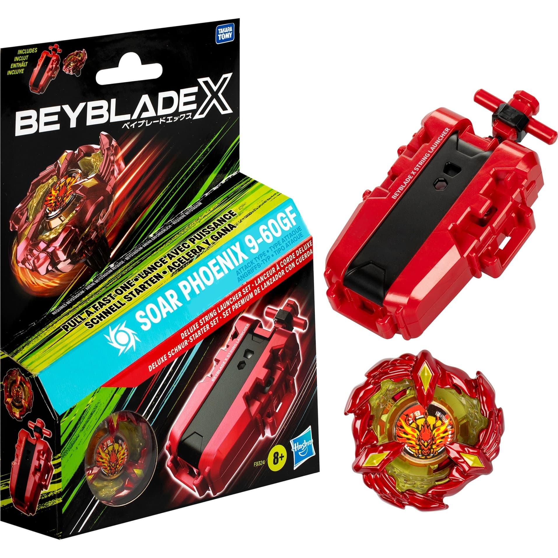 Beyblade X Soar Phoenix Deluxe Schnur-Starter Set, Geschicklichkeitsspiel