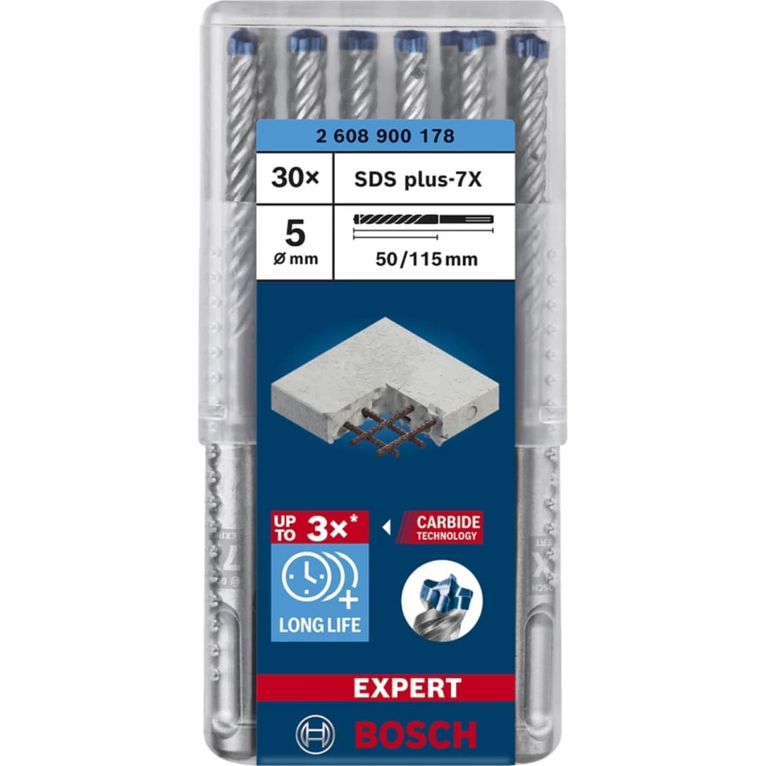 EXPERT Hammerbohrer SDS-plus-7X, Ø 5mm, 30 Stück