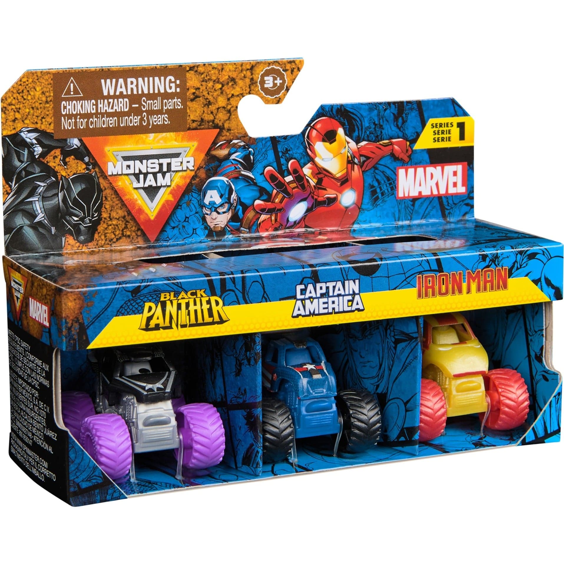 Monster Jam Marvel Mini Monster Trucks 3er-Pack, Spielfahrzeug