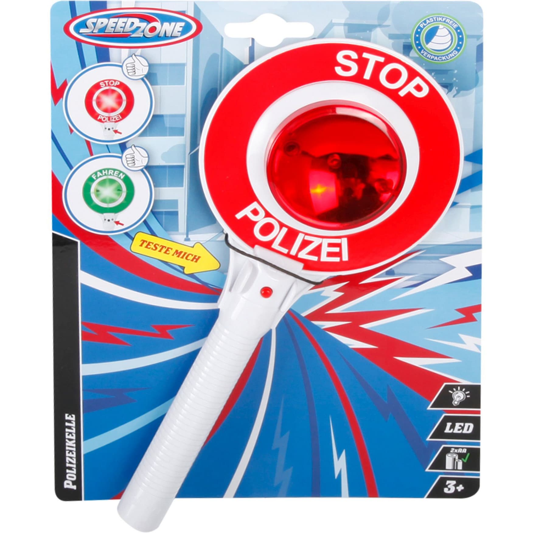 Polizeikelle mit 2 LED-Lichtern, Maße ca. 19 x 25 cm, Spiel