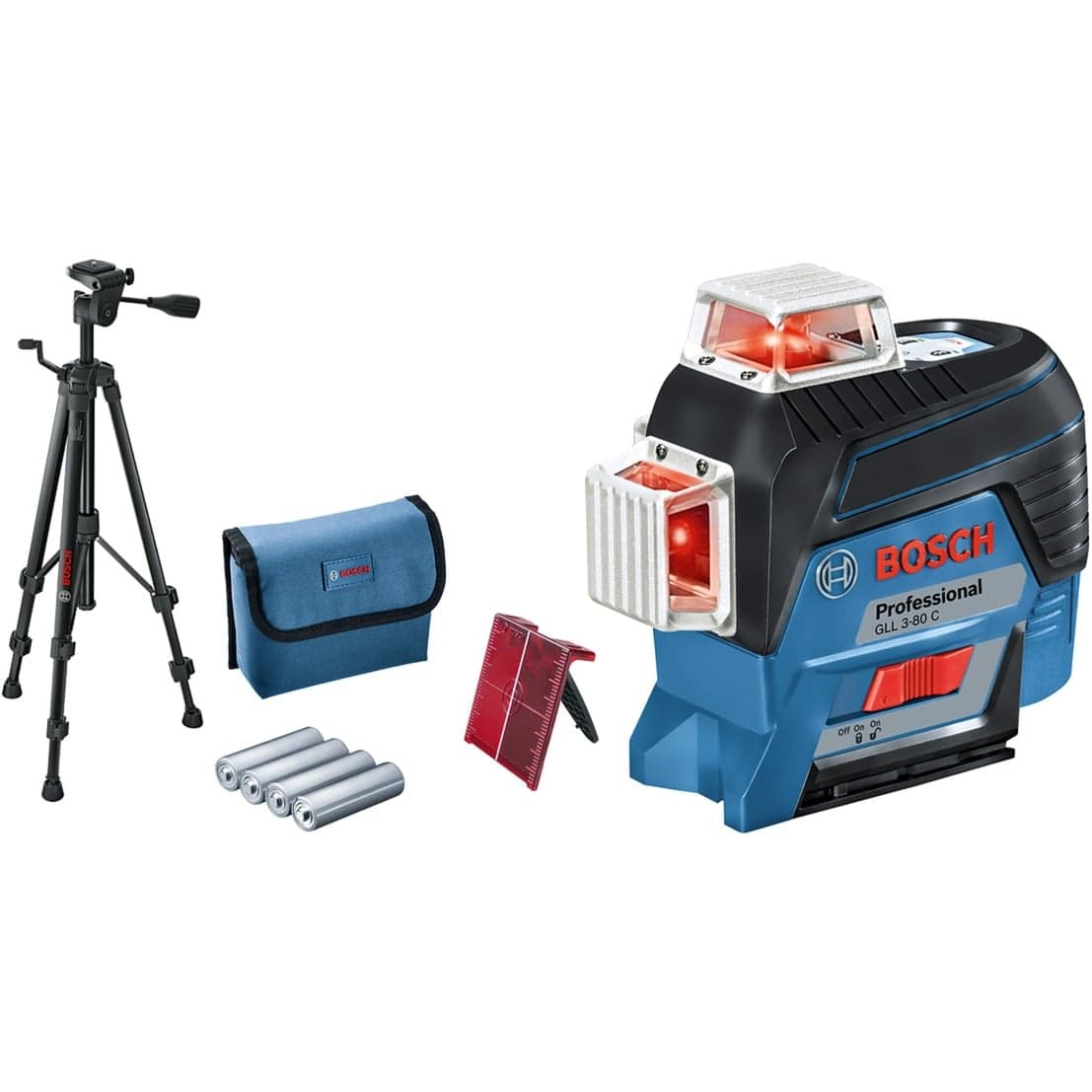 Linienlaser GLL 3-80 C Professional + Baustativ BT 150, Kreuzlinienlaser