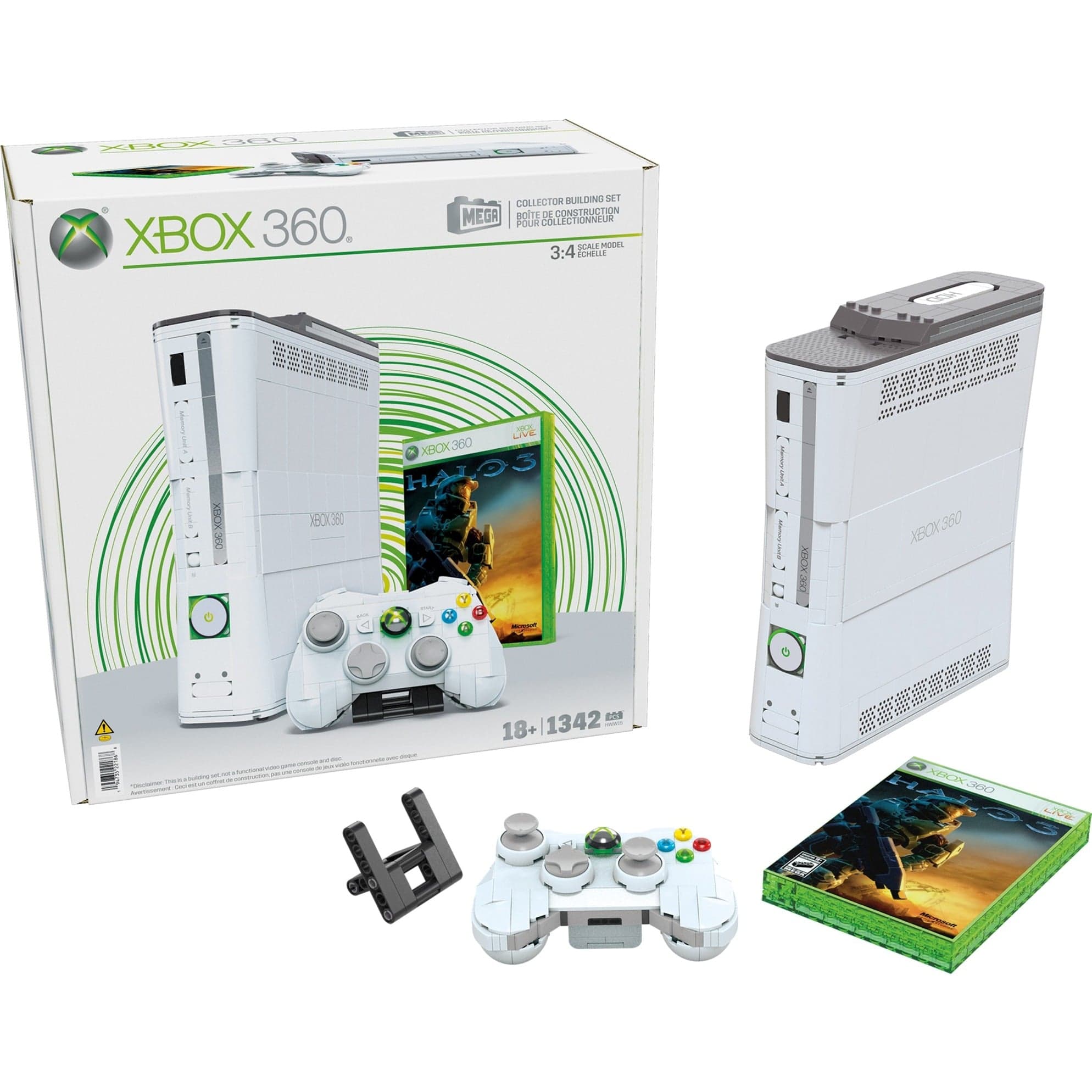 MEGA Microsoft Xbox 360 Spielset mit Lichtern für Sammler, Konstruktionsspielzeug