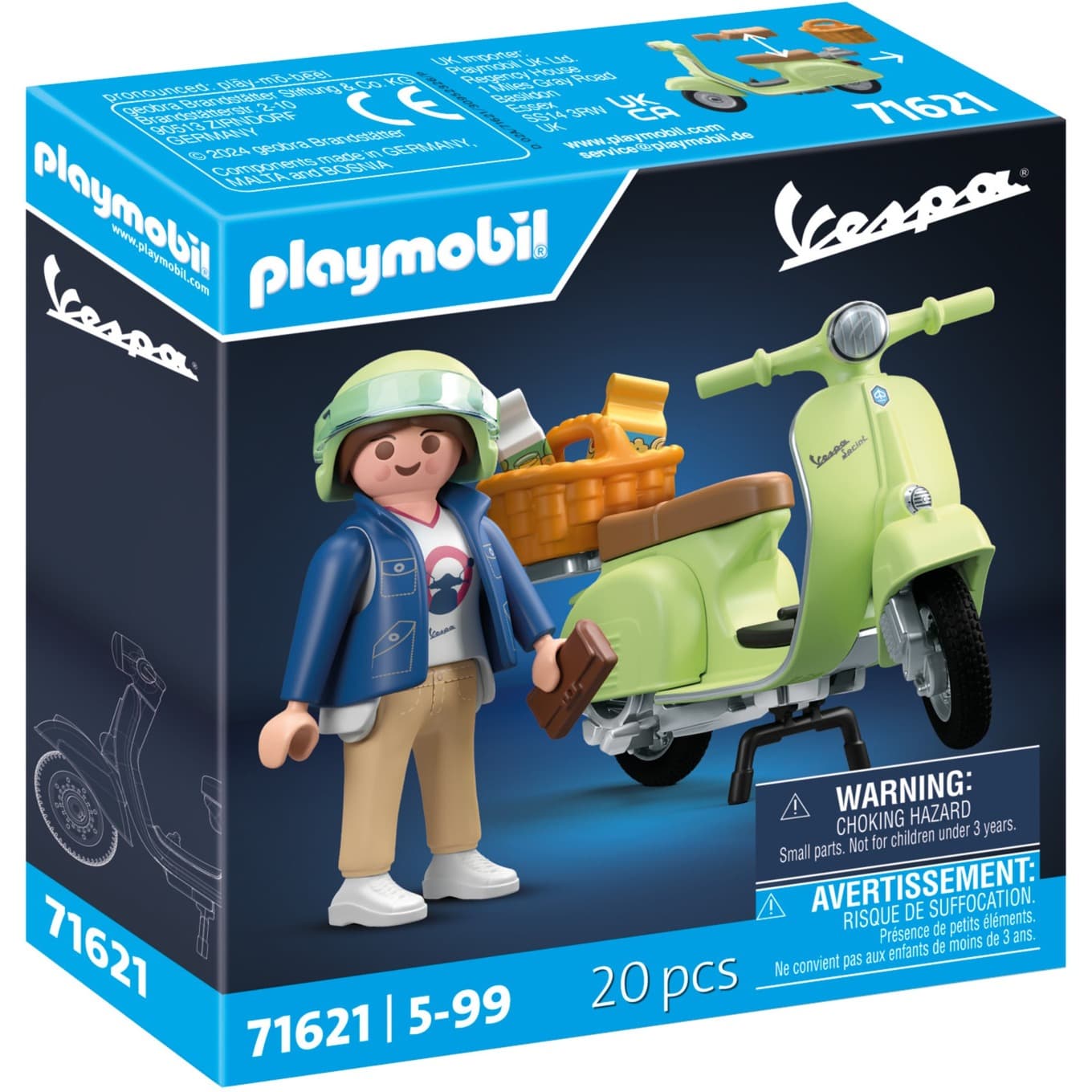 71621 1969 Vespa 150 Sprint Veloce, hellgrün, Konstruktionsspielzeug