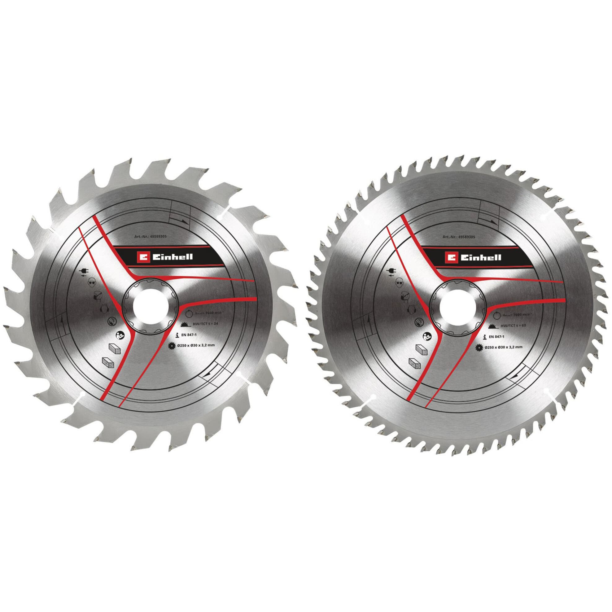 Kreissägeblatt-Satz HM, Ø 250 x 30mm, 3,2mm, 24Z / 60Z