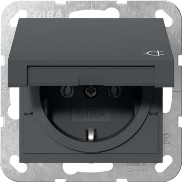Schutzkontakt-Steckdose Typ F 16 Ampere 250 Volt mit Klappdeckel System 55