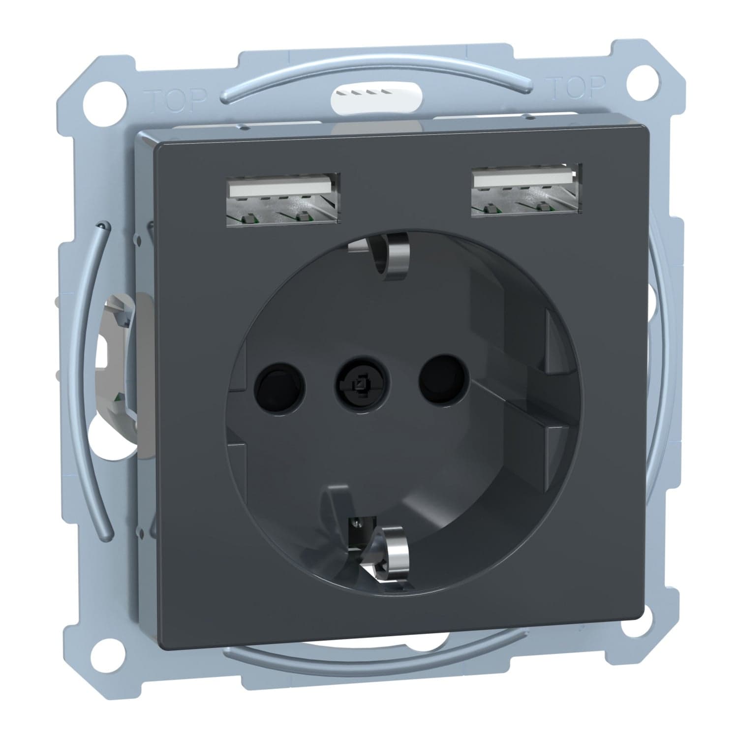 Schutzkontakt Steckdose mit USB Ladegerät, Unterputz, 16 Ampere, 250 Volt, MEG2366-0414