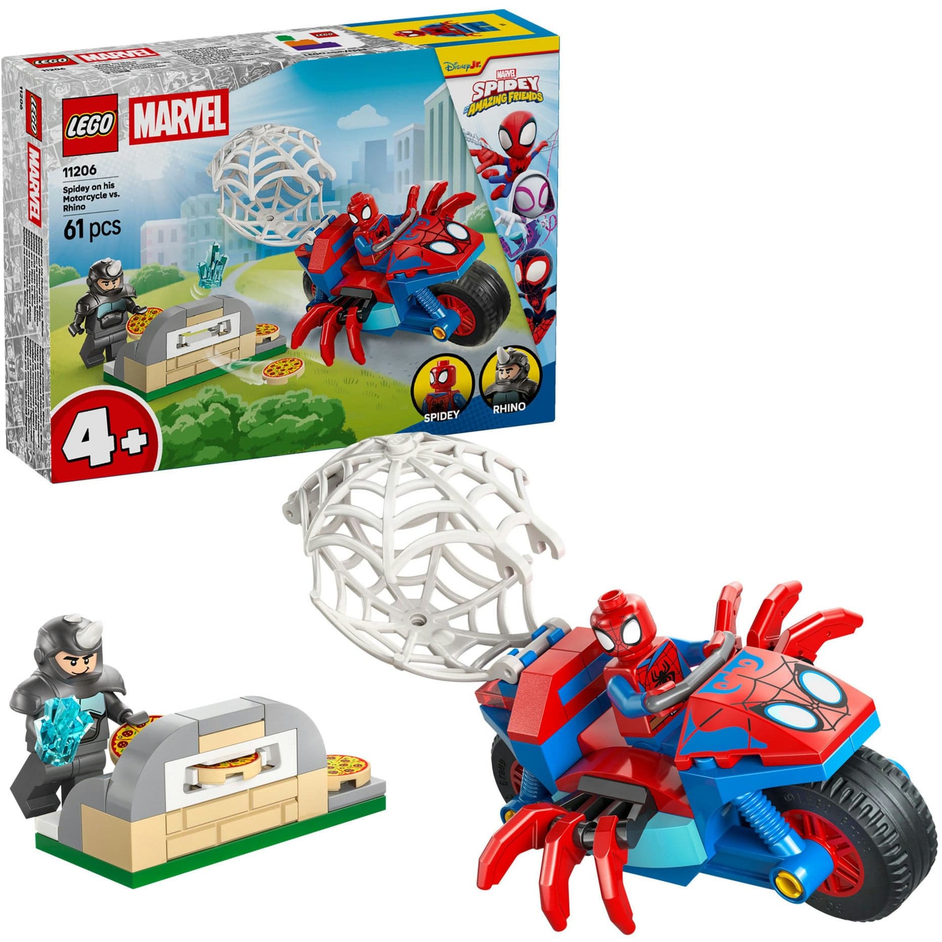 11206 Marvel Spidey und seine Super-Freunde Spidey auf Motorrad vs. Rhino, Konstruktionsspielzeug