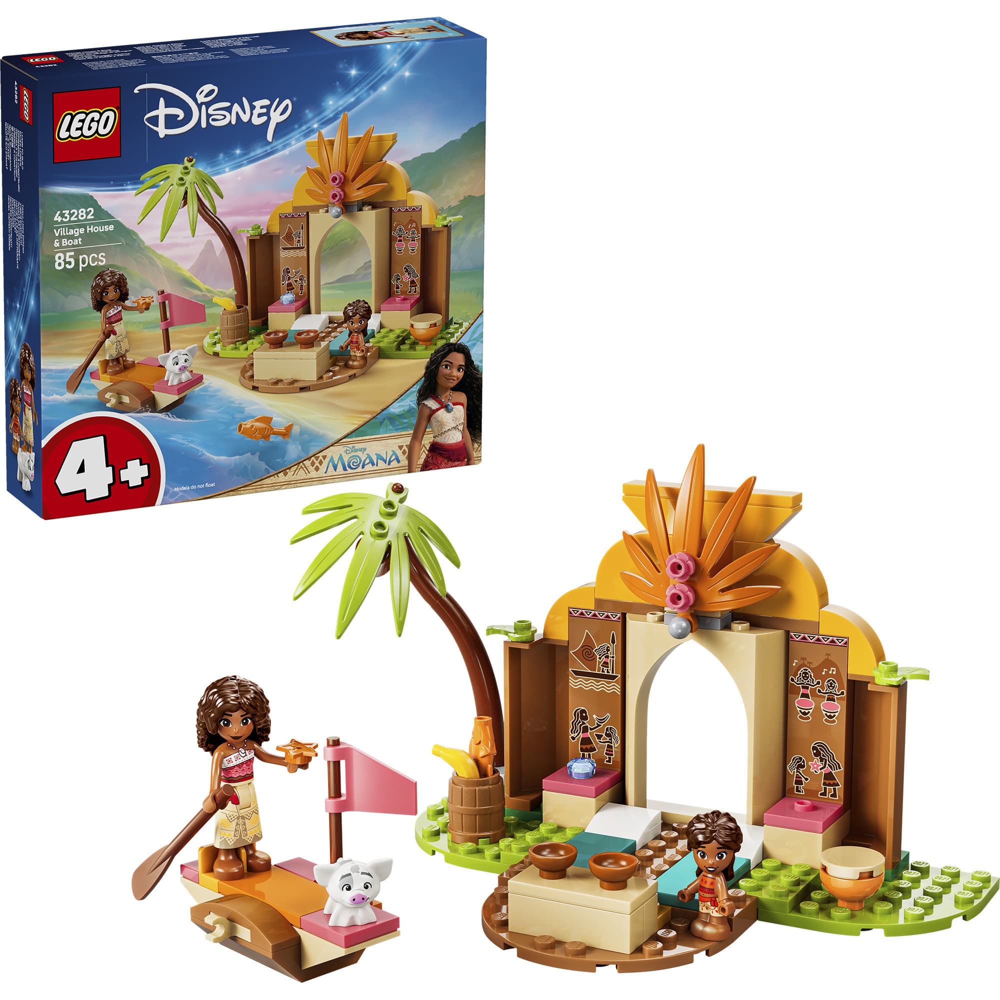 43282 Disney Princess Vaianas Hütte und Boot, Konstruktionsspielzeug