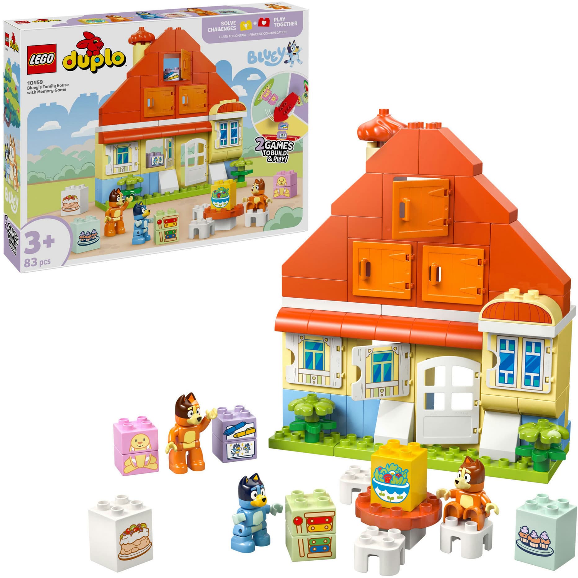 10459 DUPLO Bluey Blueys Familienhaus mit Memory-Spiel, Konstruktionsspielzeug