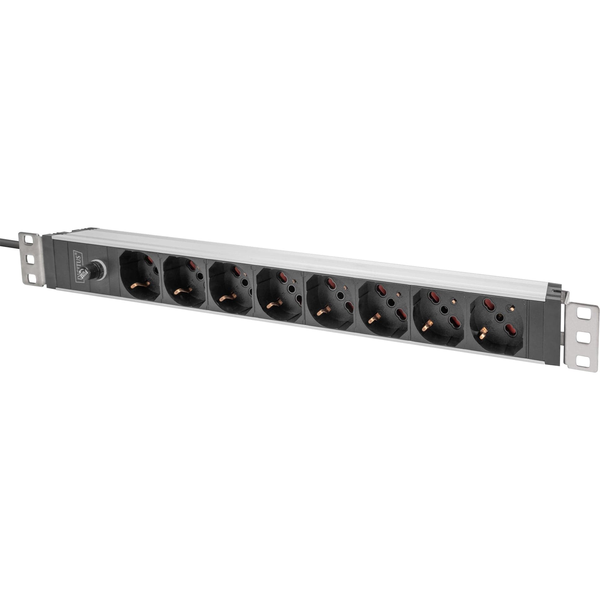 19" Steckdosenleiste mit Aluminiumprofil, 8-fach italienischer Ausgang, 1HE