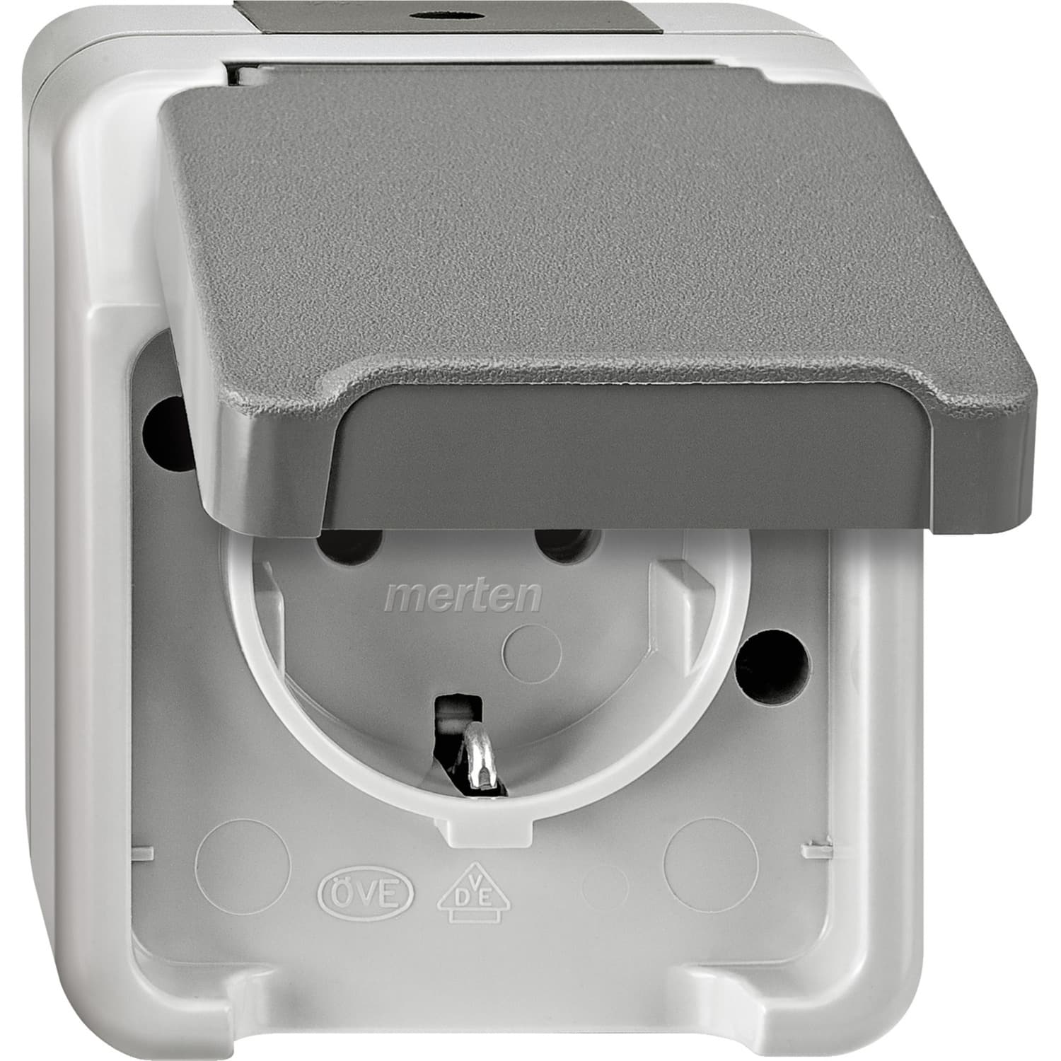 Schutzkontakt-Steckdose Schuko Aufputz mit Klappdeckel und Steckklemmen IP44