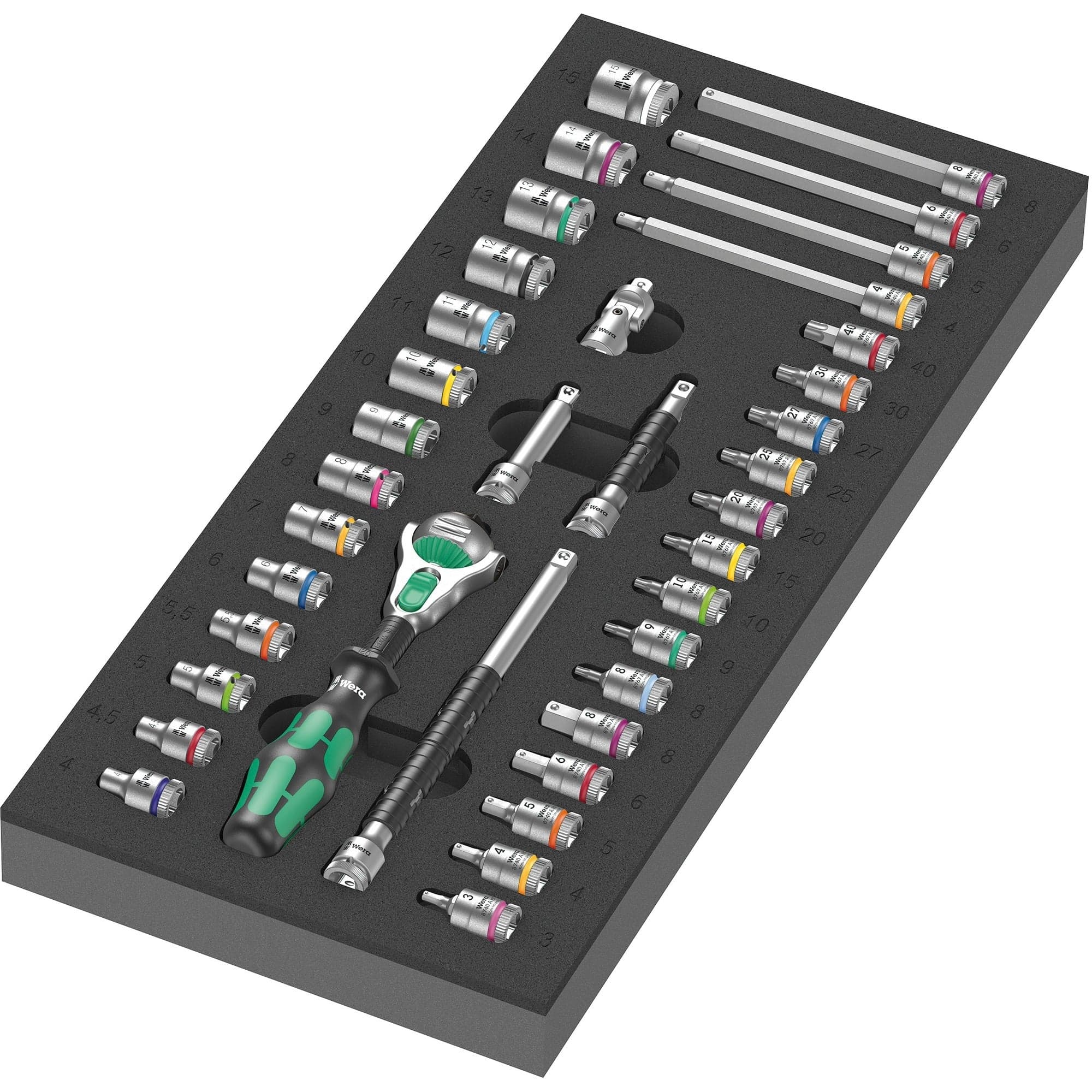 9720 Schaumstoffeinlage 8000 A Zyklop Knarre 1/4" Set 1, 37‑teilig, Werkzeug-Set
