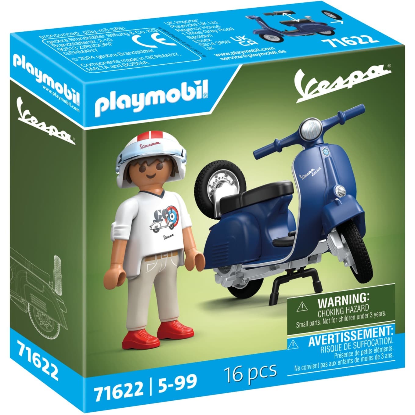 71622 1969 Vespa 150 Sprint Veloce, blau, Konstruktionsspielzeug