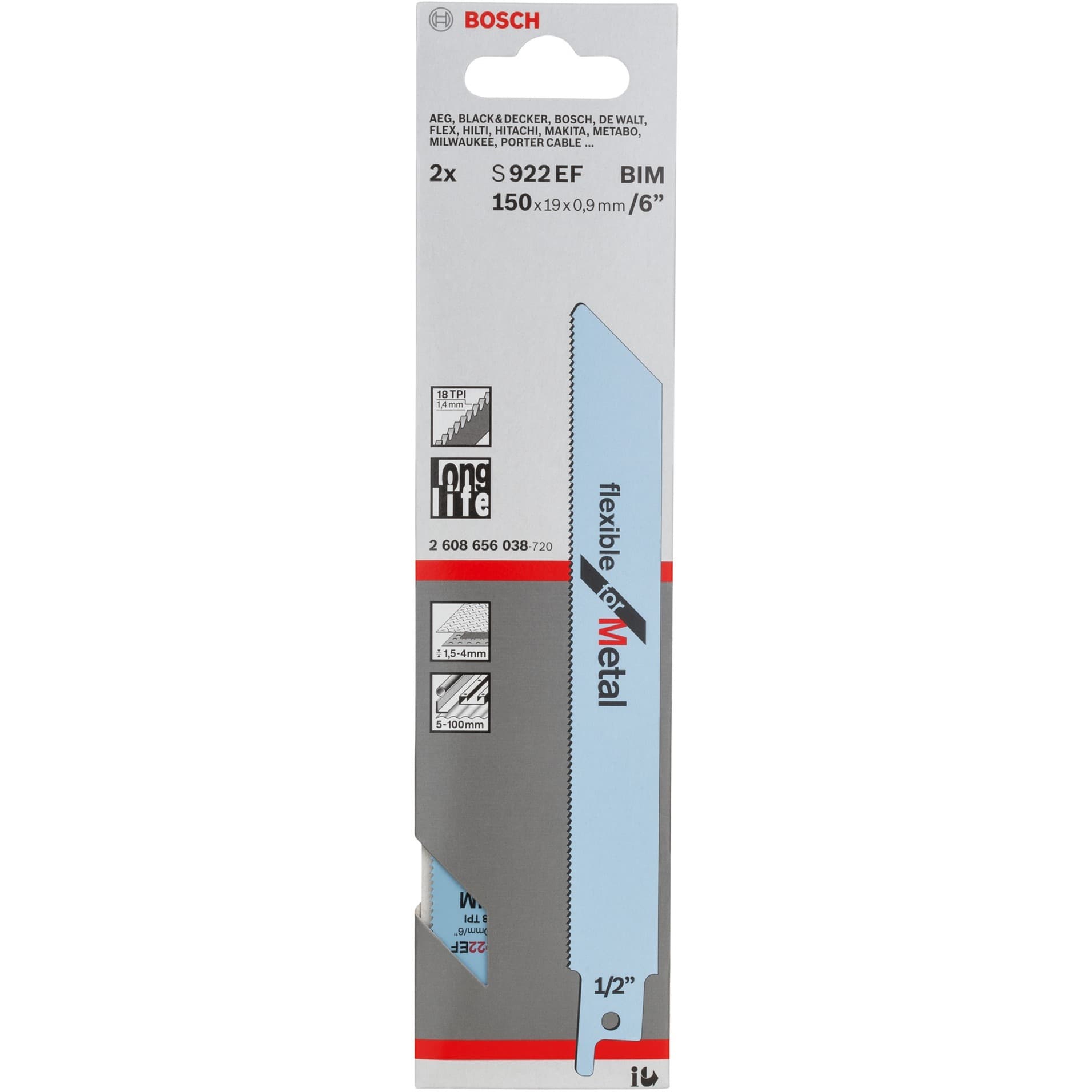 Säbelsägeblatt S 922 EF Flexible for Metal, 2 Stück
